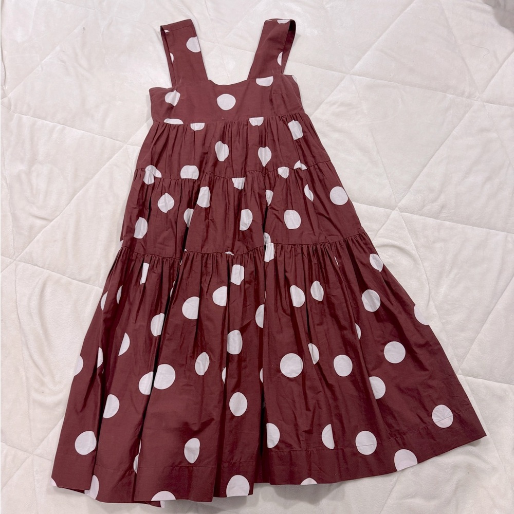 Polka Dot Kids Dress - Burgundy and White